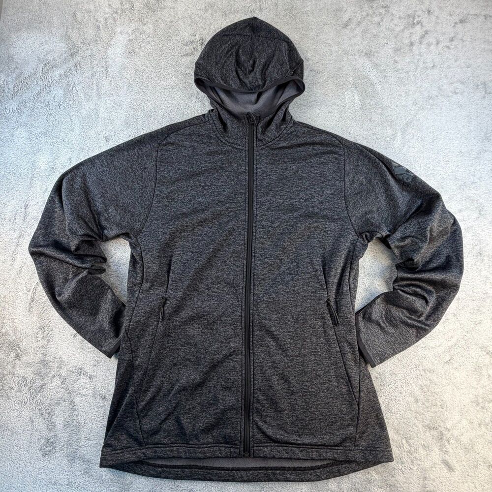 Adidas Fleece Jacket Full Zip Hooded Size Large Heather Gray Zip Pockets